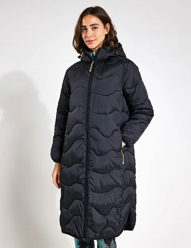 Stormwear Quilted Hooded Longline Puffer Coat - Black