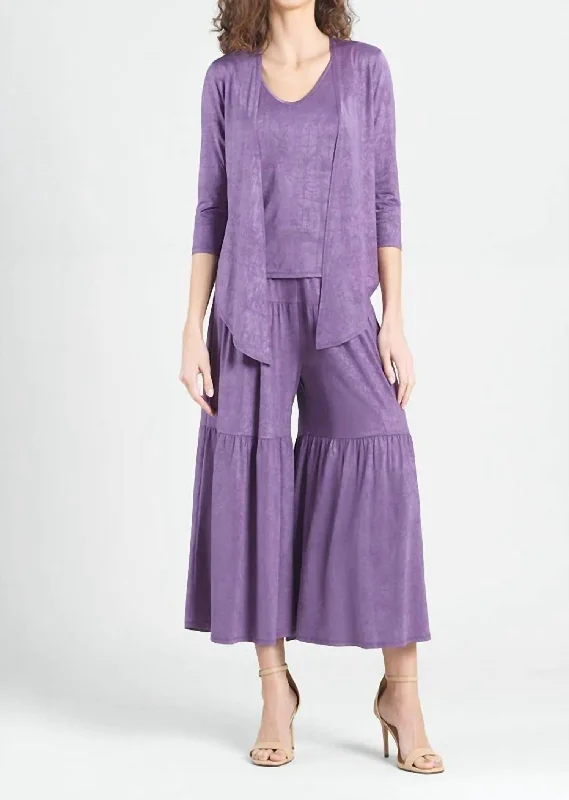 Crushed Silk Knit 3Pc Set In Plum