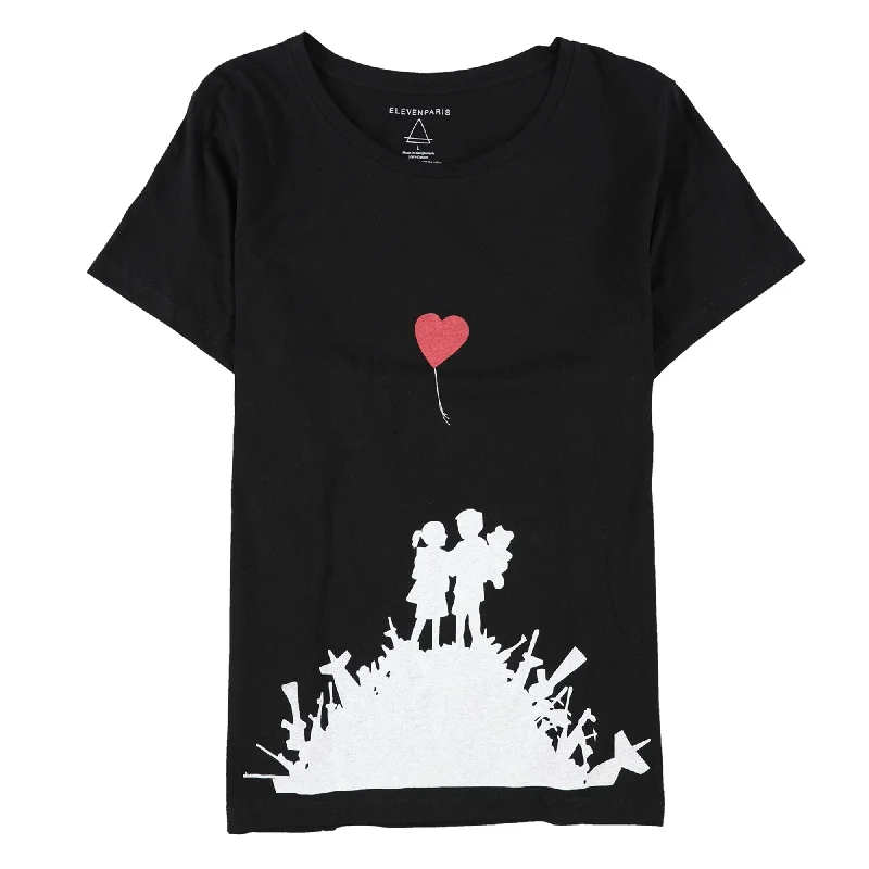 Fleece T-ShirtsElevenparis Womens Red Heart Balloon Graphic T-Shirt