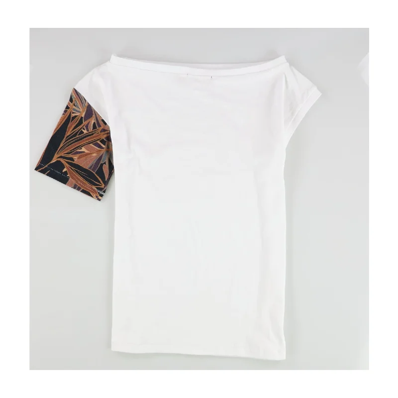 Printed T-Shirtsn:philanthropy Womens Botanical One Sleeve Basic T-Shirt, White, Small