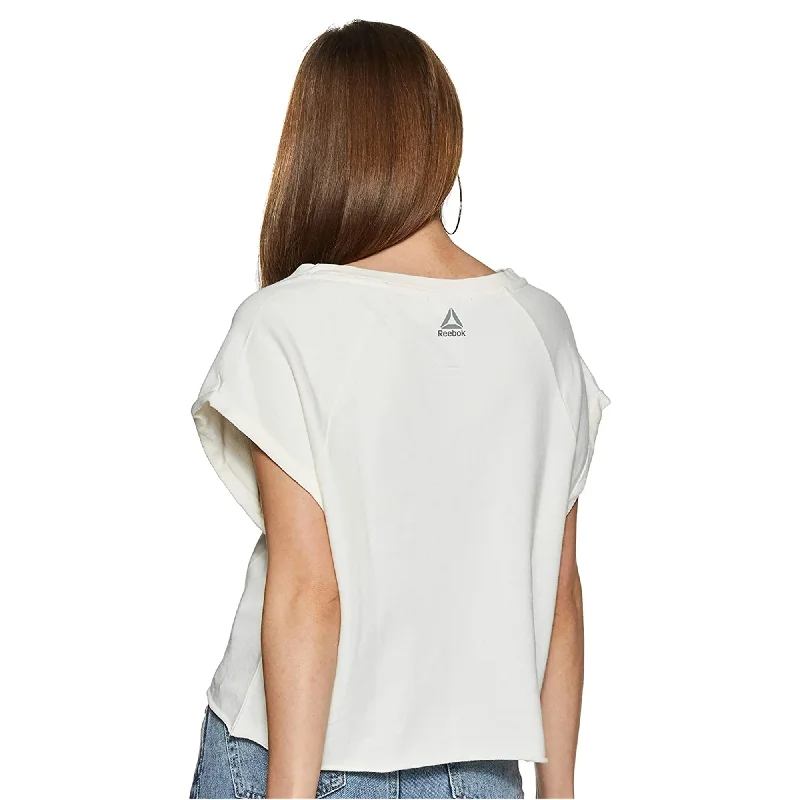 Sequined T-ShirtsReebok Womens Studio French Terry Embellished T-Shirt, White, Medium