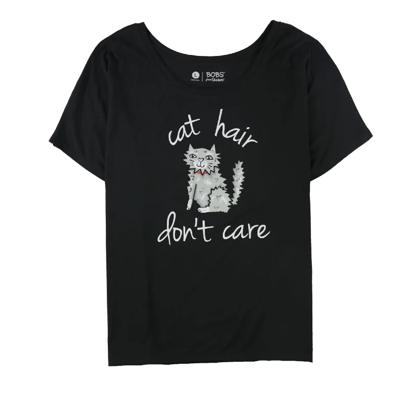 Metallic T-ShirtsSkechers Womens Cat Hair Don't Care Graphic T-Shirt, Black, Large