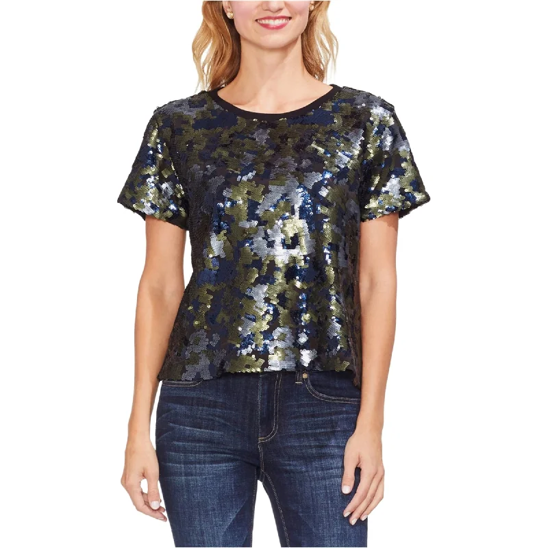 Running T-ShirtsVince Camuto Womens Camo Sequined Embellished T-Shirt