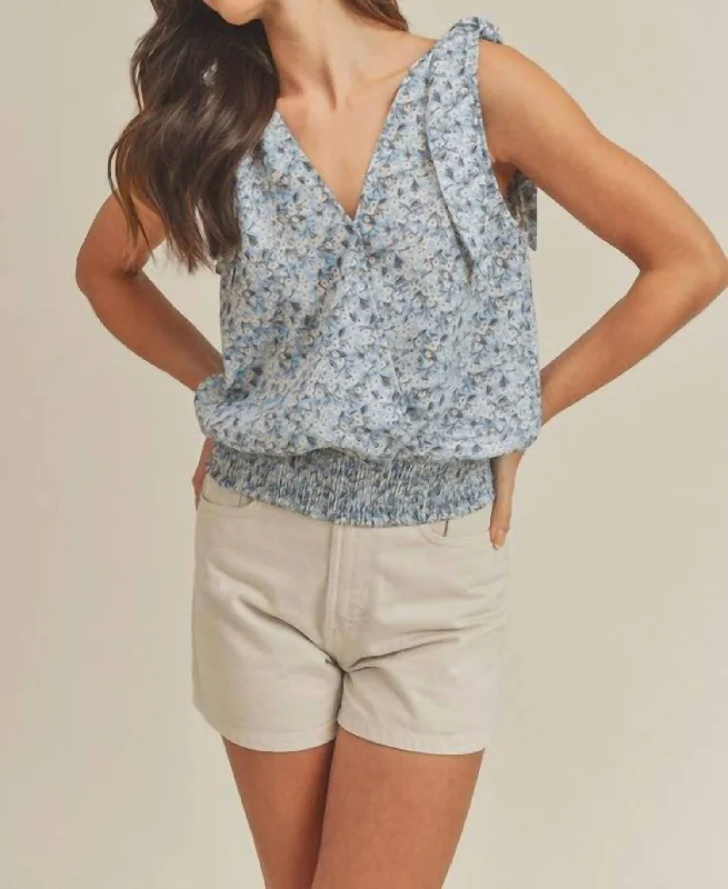 Floral Tank Blouse In SkyGym jacket