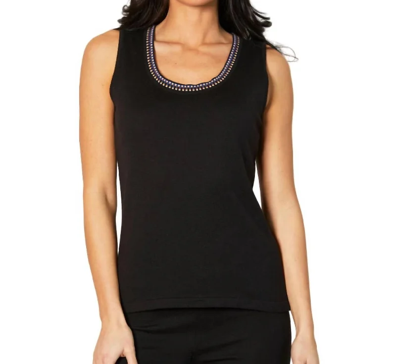 Knit Tank With Detail In Black/multiAthletic vest