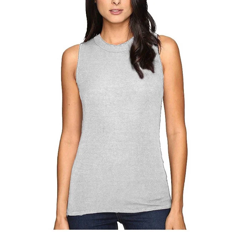 Krystine-Sleeveless Rib Tank Top In Granite GreyHiking hoodie