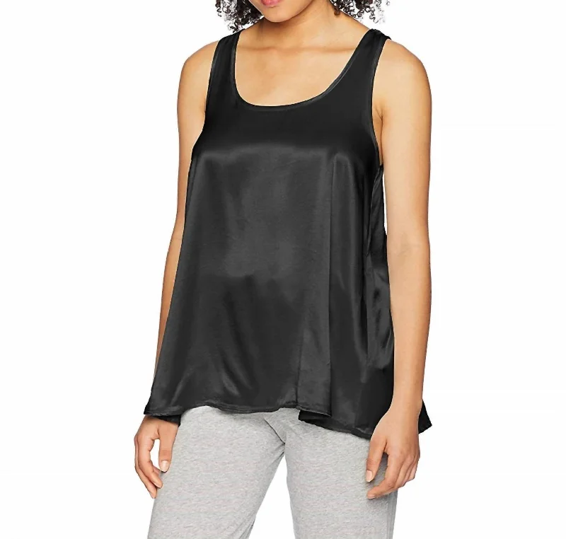 Laura Satin Racerback Tank In BlackBreathable tank