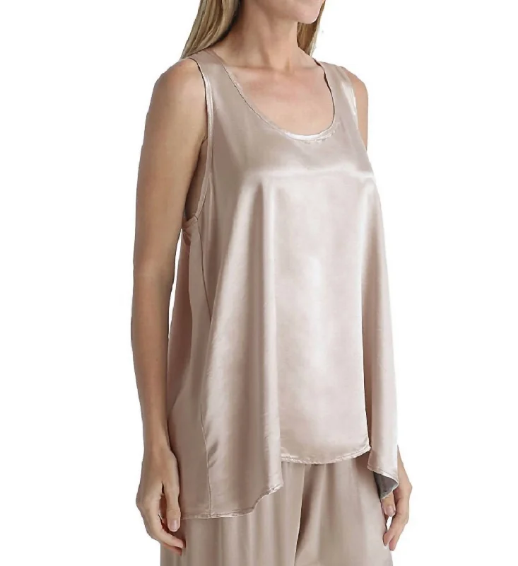 Laura Satin Racerback Tank In TaupeWaterproof tank