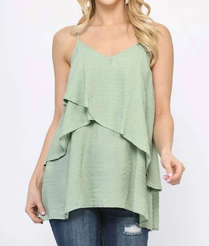 Layer By Layer Tank In Dusty MintReflective tee