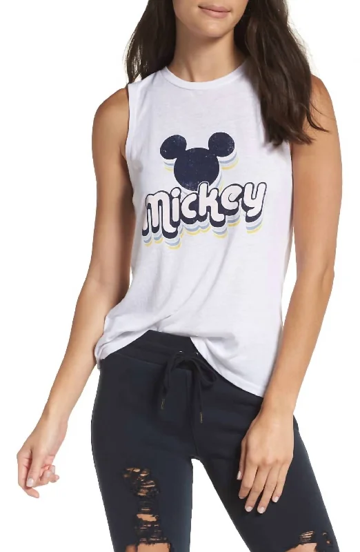 Mickey High Low Muscle Tank In WhiteMesh tee