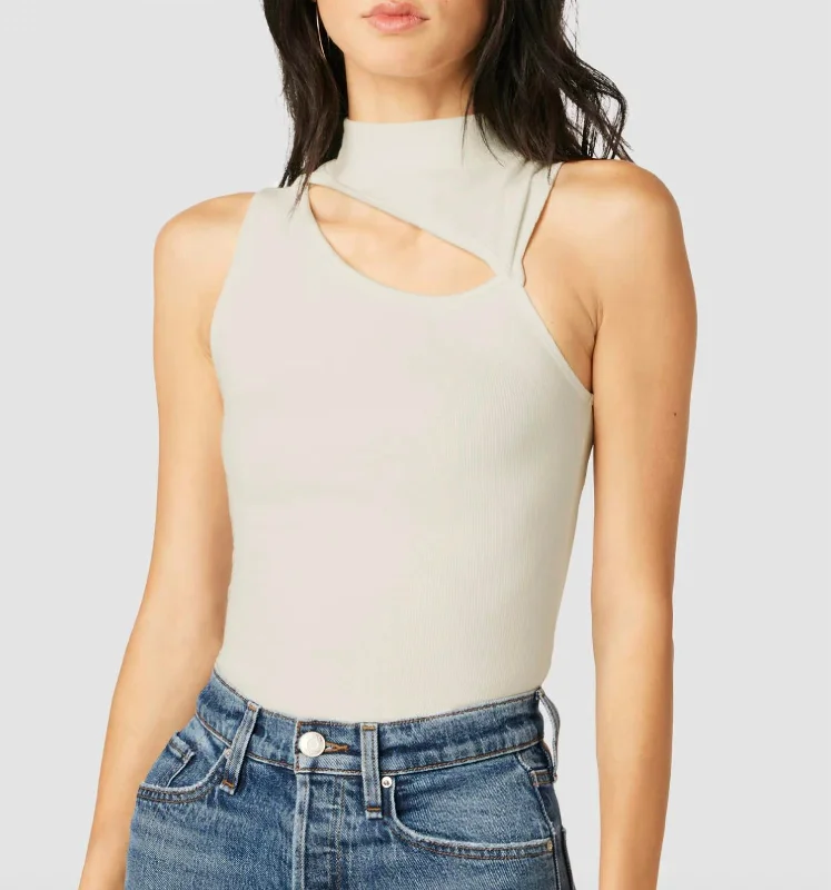 Mock Neck Cut Out Tank In White/ecruBreathable tank