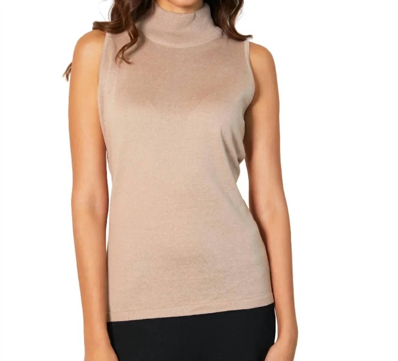 Mock Neck Tank In SandOutdoor singlet