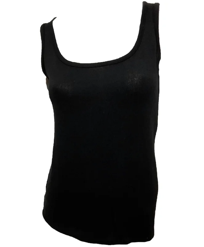 Solid Tank Top In BlackThermal vest