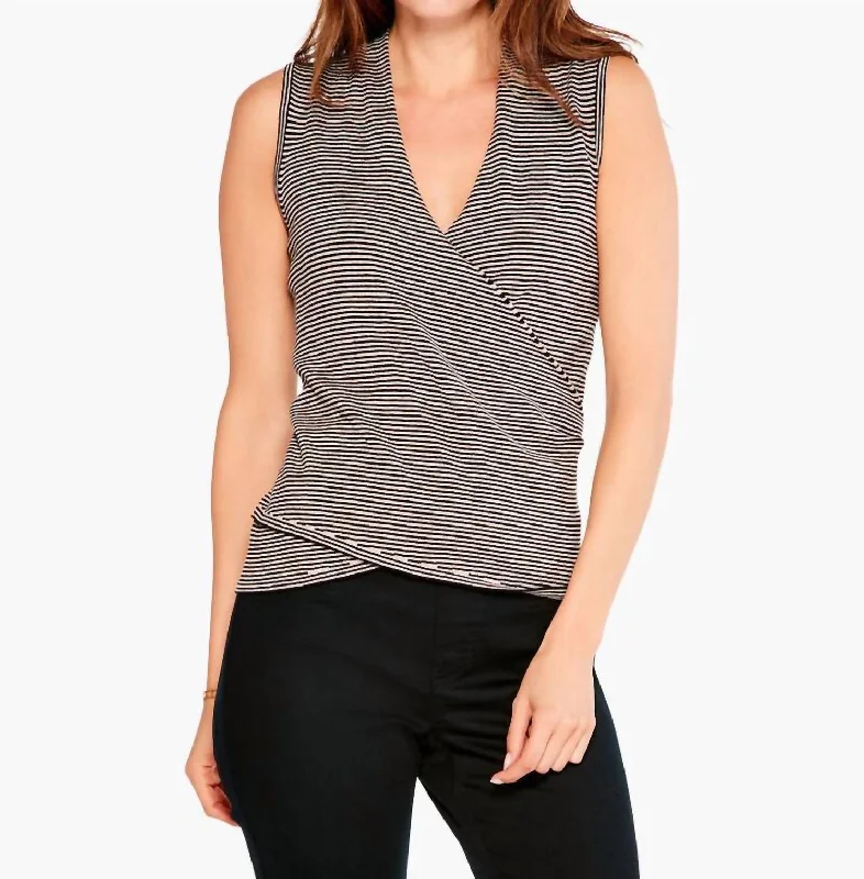 Striped Vital Wrap Tank In Black MultiLightweight hoodie