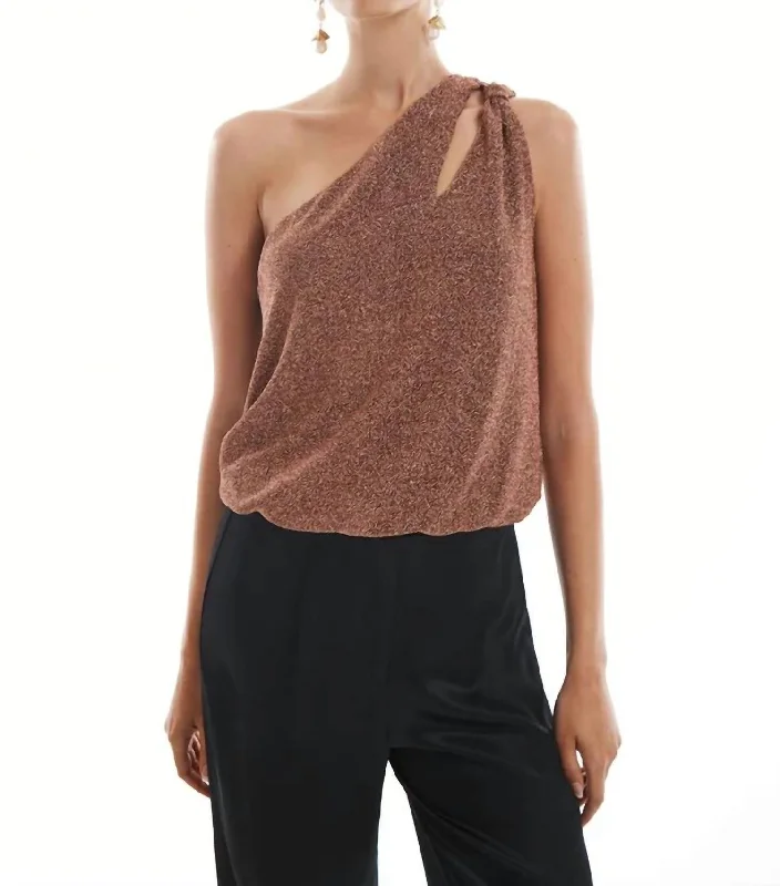 Tie One Shoulder Tank In CopperWindproof tee