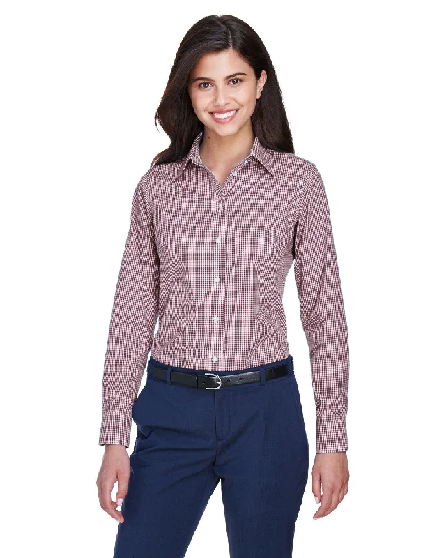 Devon & Jones D640W Ladies' Crown Woven Collection Gingham CheckAsymmetrical Shirts