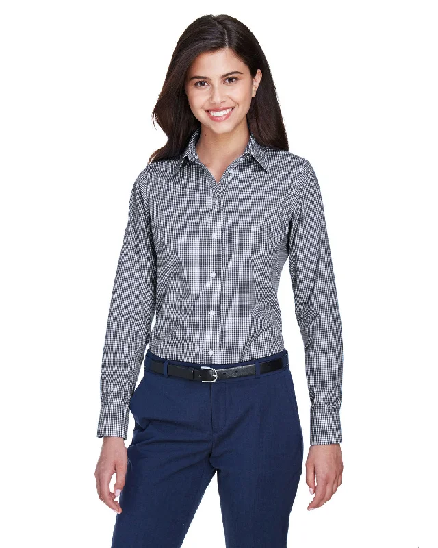 Devon & Jones D640W Ladies' Crown Woven Collection Gingham CheckMetallic Shirts