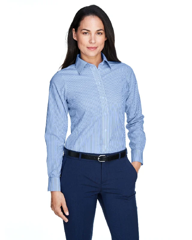 Devon & Jones D645W Ladies' Crown Woven Collection Banker StripeStudded Shirts