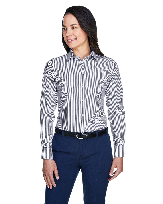 Devon & Jones D645W Ladies' Crown Woven Collection Banker StripeFringed Shirts