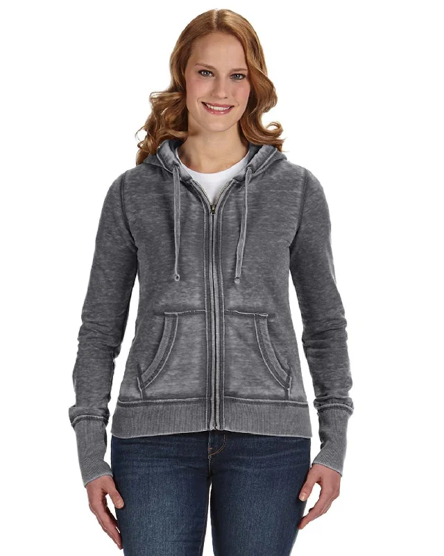 J America JA8913 Ladies' Zen Full-Zip Fleece Hooded SweatshirtTasseled Shirts