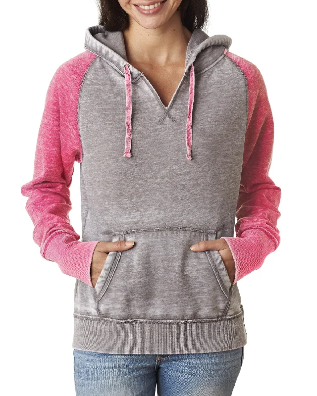 J America JA8926 Ladies' Zen Contrast Pullover Hooded SweatshirtFestival Shirts