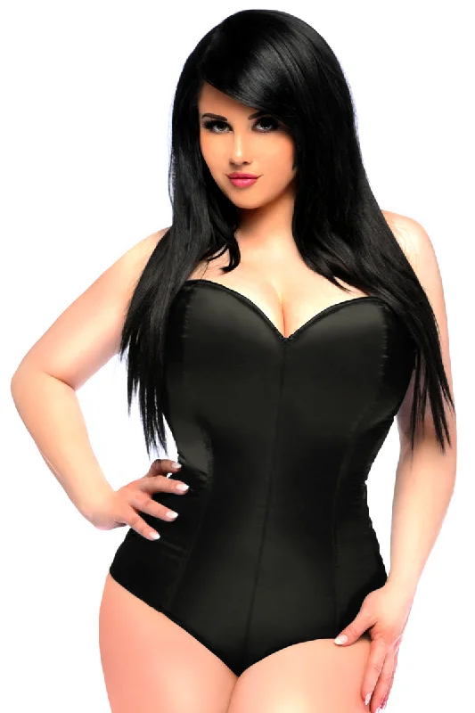 Black Satin Overbust Corset/Body Suit